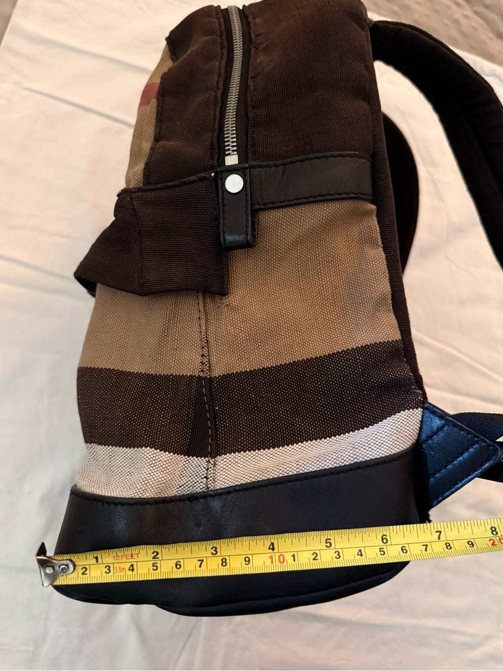 Burberry Brown and Tan Canvas Backpack with Plaid Accentv - Picture 14 of 14